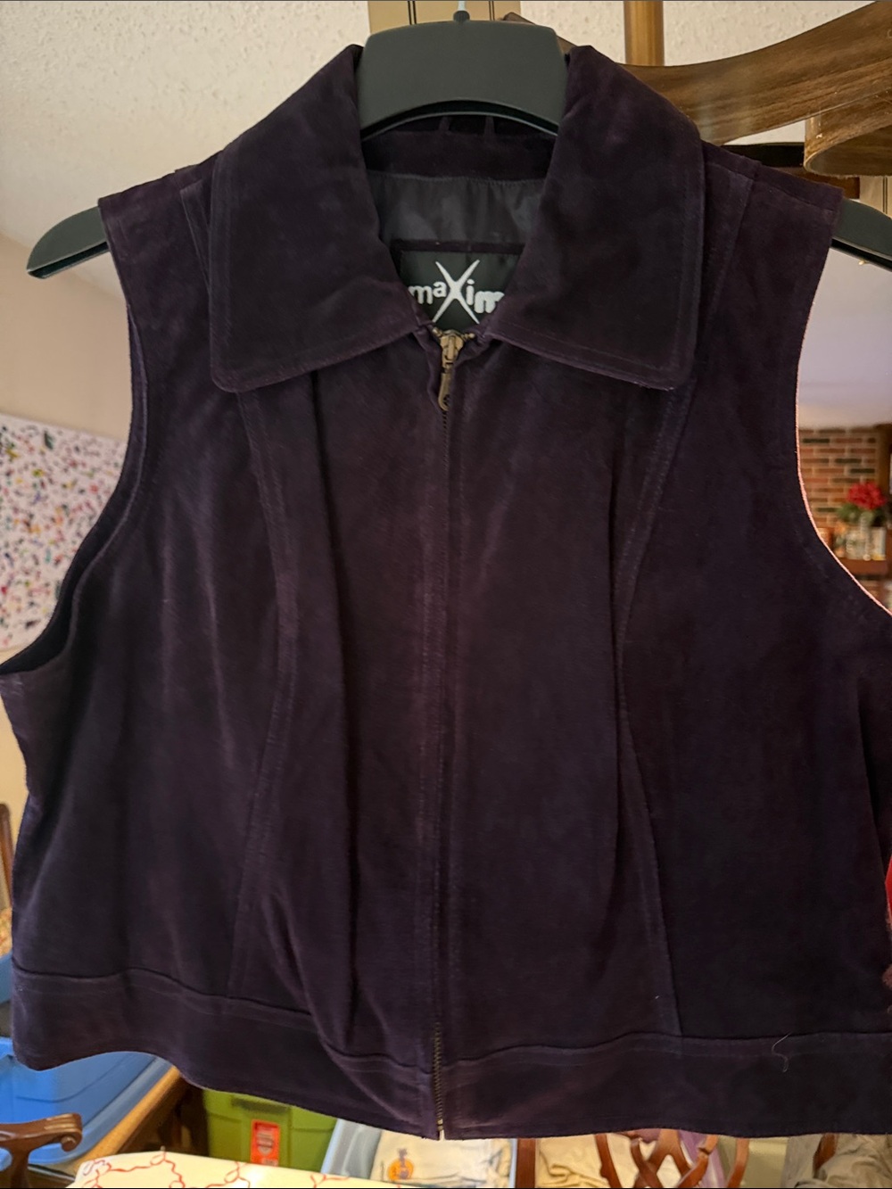 Wilsons Leather Maxima Sleeveless Suede Vest - Deep Plum